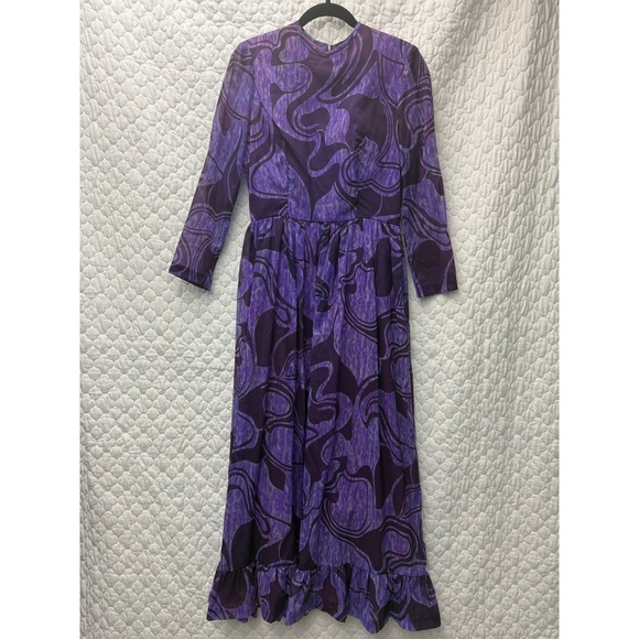Julie Miller California Dresses & Skirts - Vintage Julie Miller 60s/70s Purple Maxi Dress Size Small Boho Long Sleeve Retro